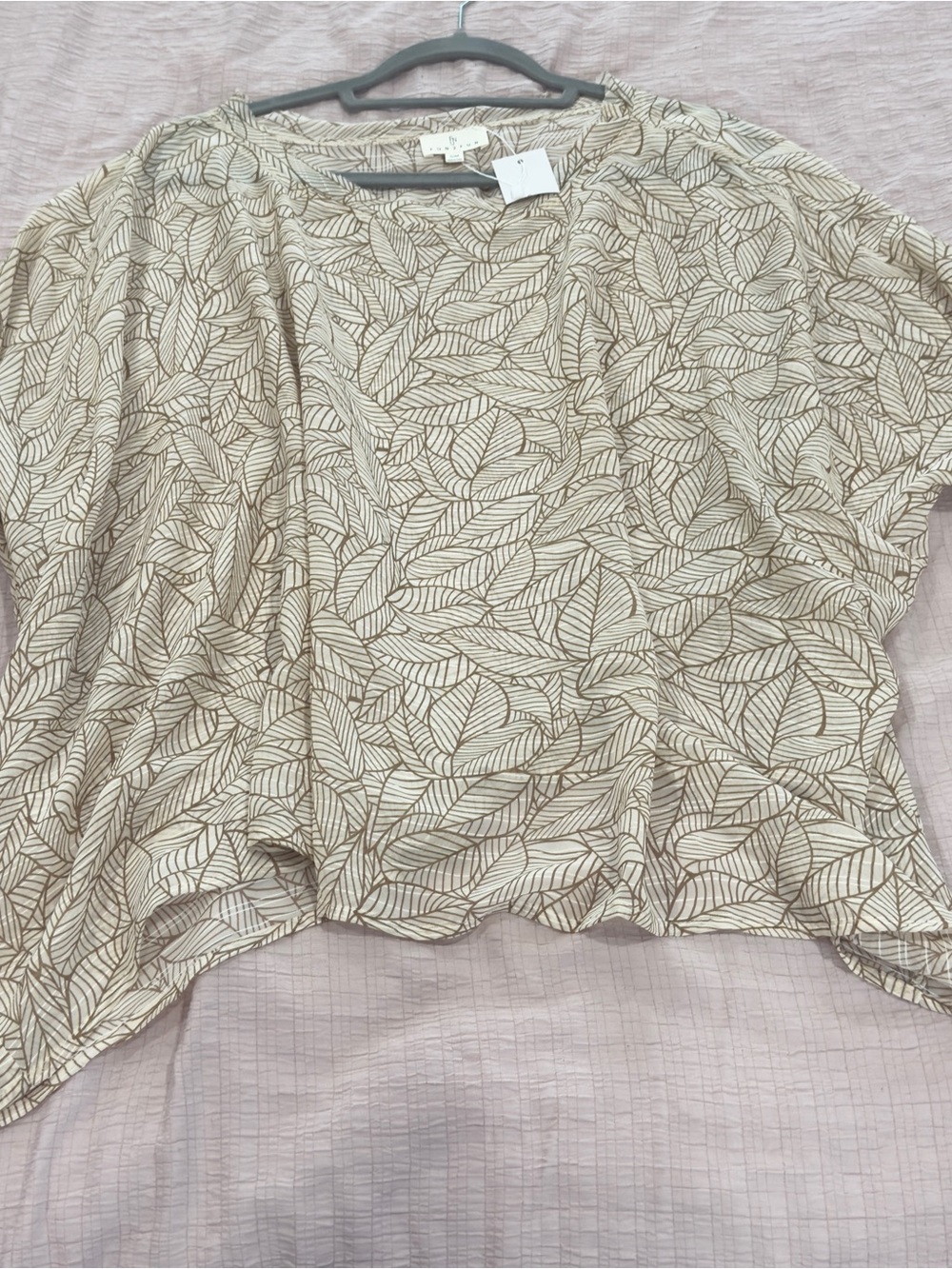 Boho Leaf-Print Beige Women's Top